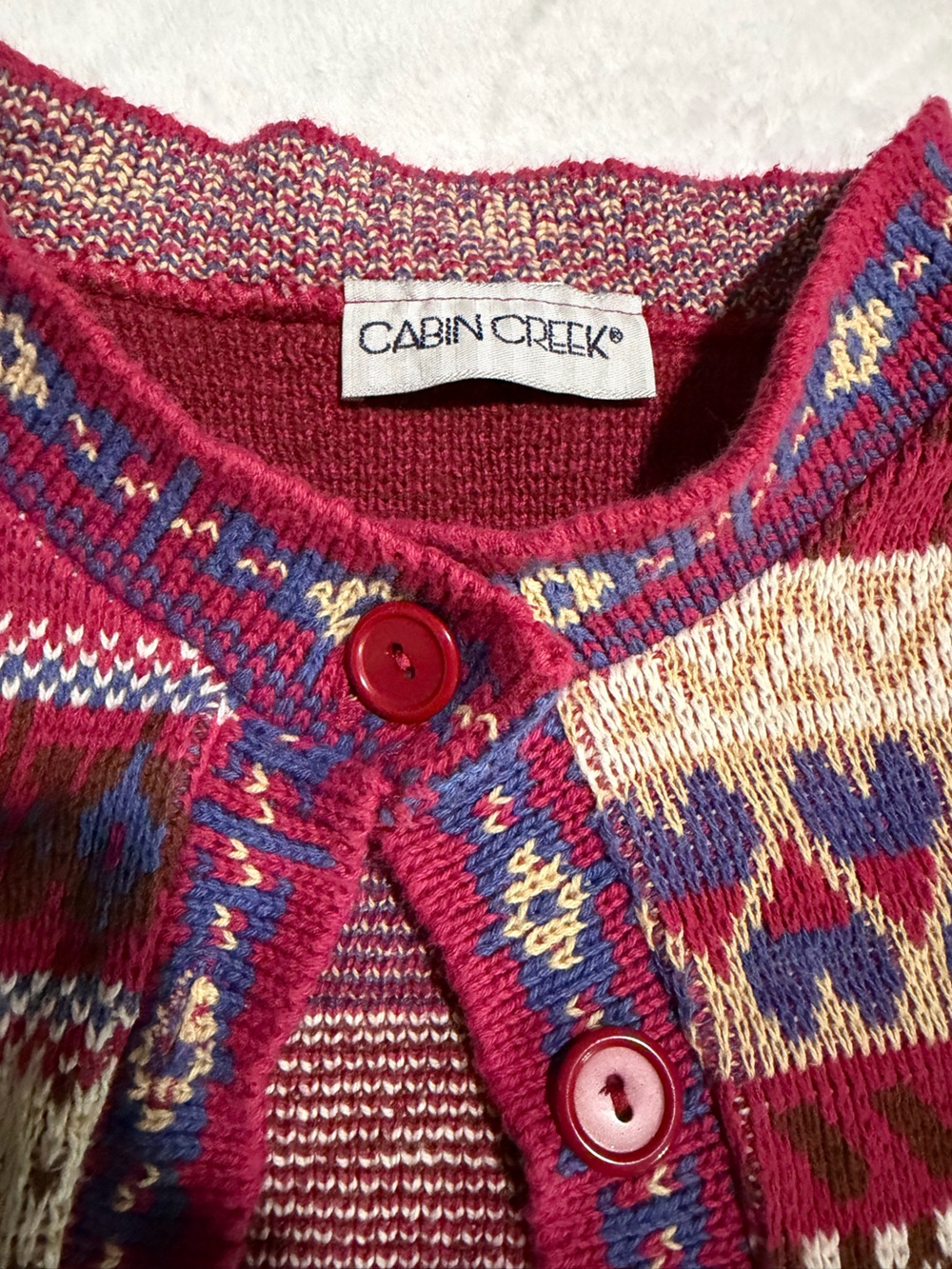 Vintage Cabin Creek Geometric Patchwork Knit Cardigan Grandpa Sweaters - Picture 2 of 6